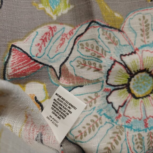 World Market Corinne Gray Floral Cotton Poly Blend Fabric Shower Curtain 70x72" - Picture 8 of 9